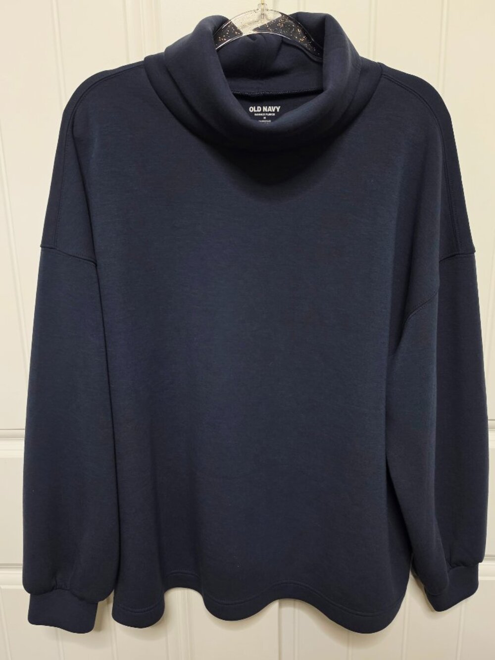 Old Navy Womens Sz Medium Bounce Fleece Funnel Neck Tunic Navy Blue NWOT